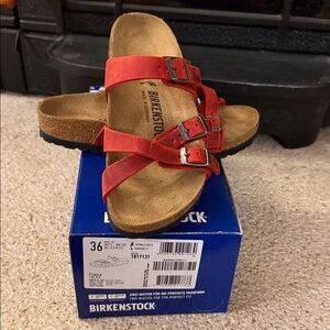 Birkenstock Fire Red Franca Sandals